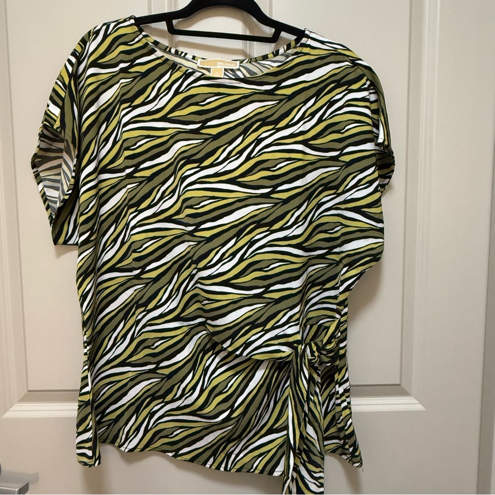 Michael Kors Green Zebra Print Blouse